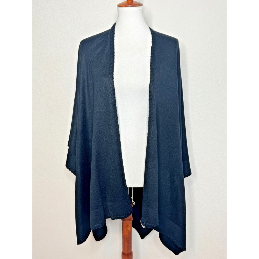 PATRICIA NASH Black Cape Wrap Shawl One Size Minimalist Goth Maternity Travel